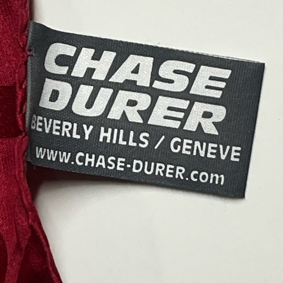 Womens Italian Silk Scarf Rich Red Gold White 100% Silk Italian 34X35 - Picture 5 of 6